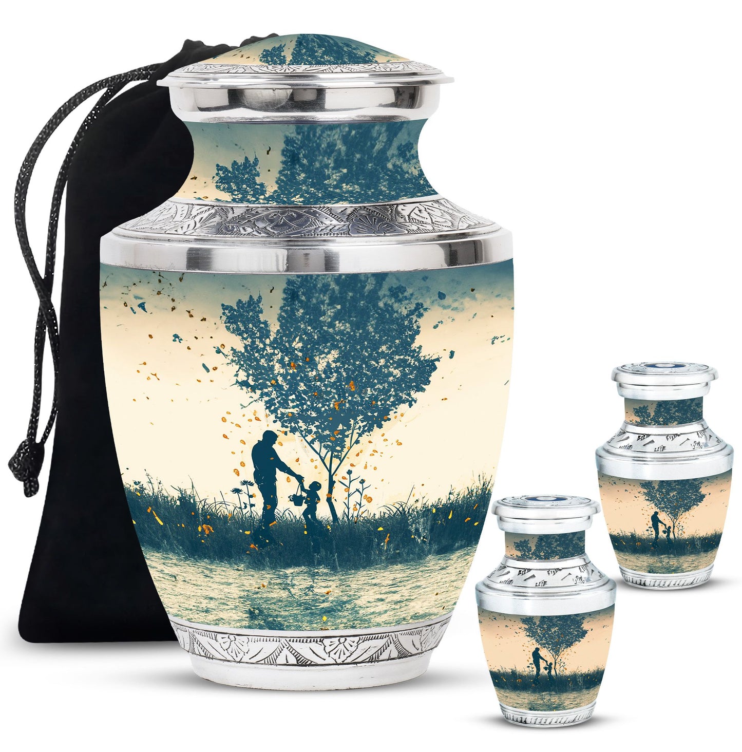 Personalized Father Keepsake Urn for Human Ashes - 10-inch, 200 cu in - Yatskia