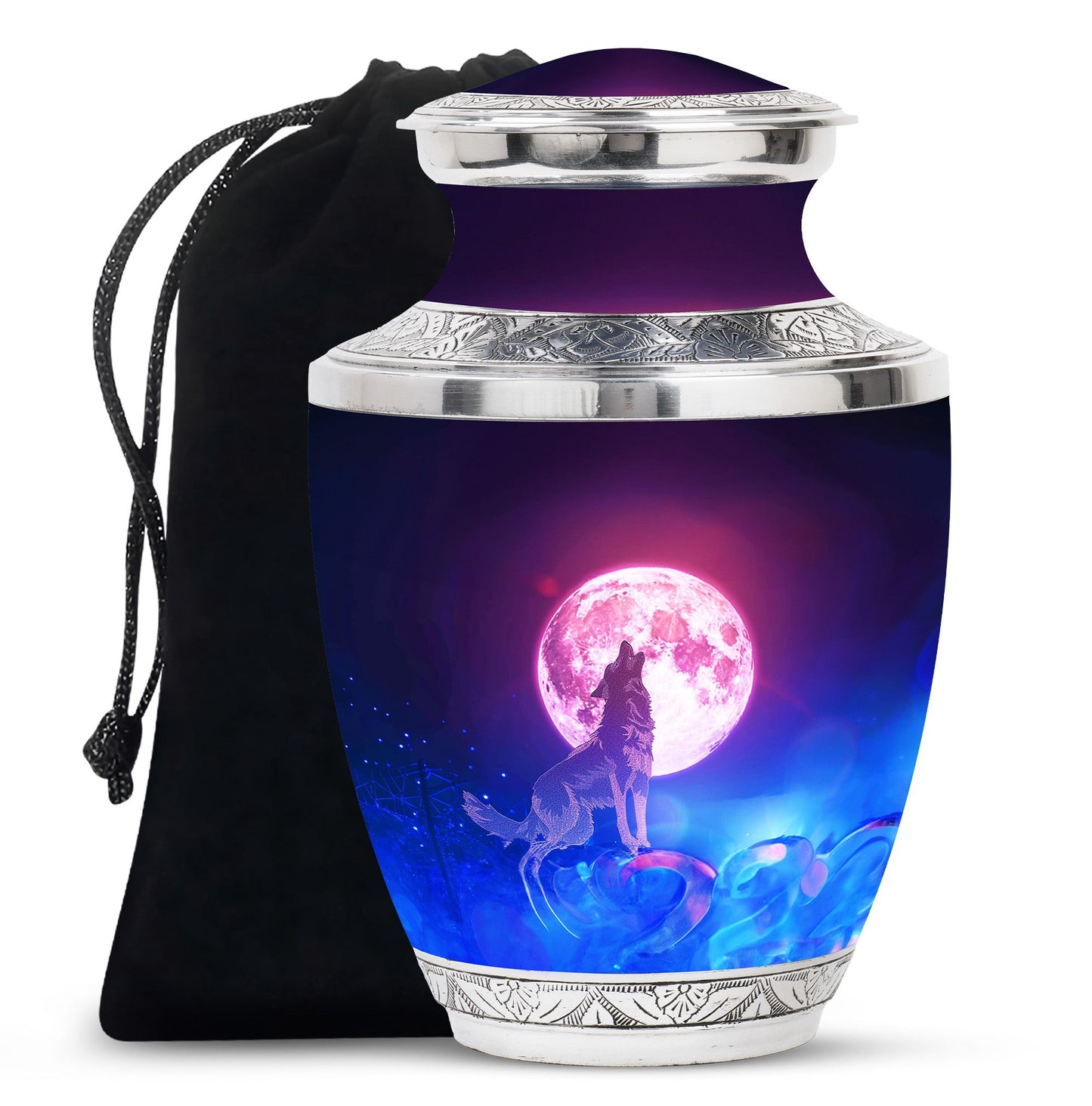Personalized Wolf Keepsake Urn for Human Ashes - 10-inch, 200 cu in - Yatskia