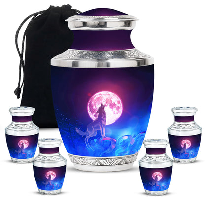 Personalized Wolf Keepsake Urn for Human Ashes - 10-inch, 200 cu in - Yatskia