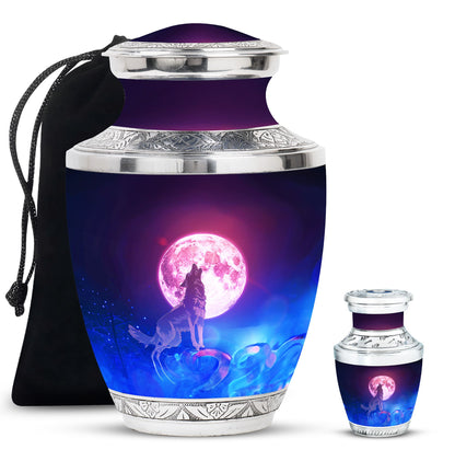 Personalized Wolf Keepsake Urn for Human Ashes - 10-inch, 200 cu in - Yatskia