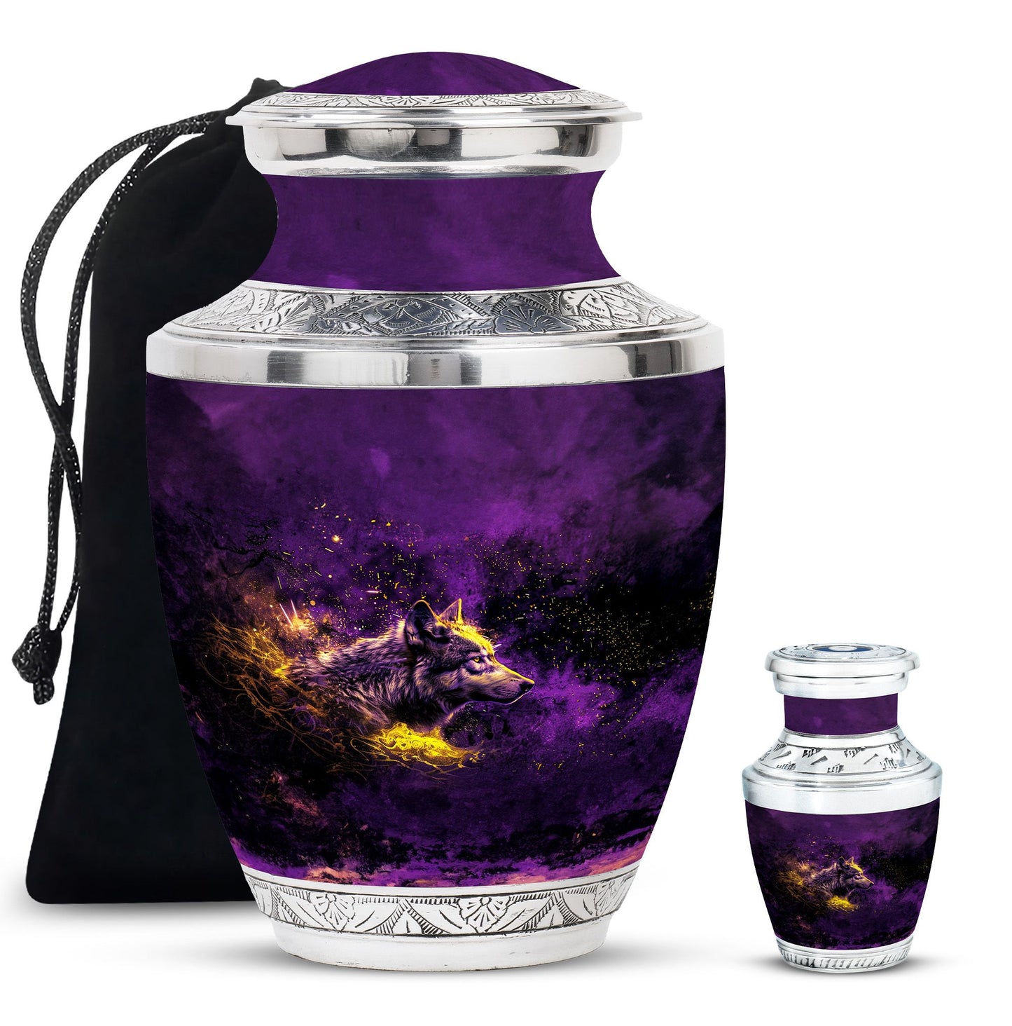 Personalized Wolf Cremation Urn for Mom - 10-inch, 200 cu in - Yatskia