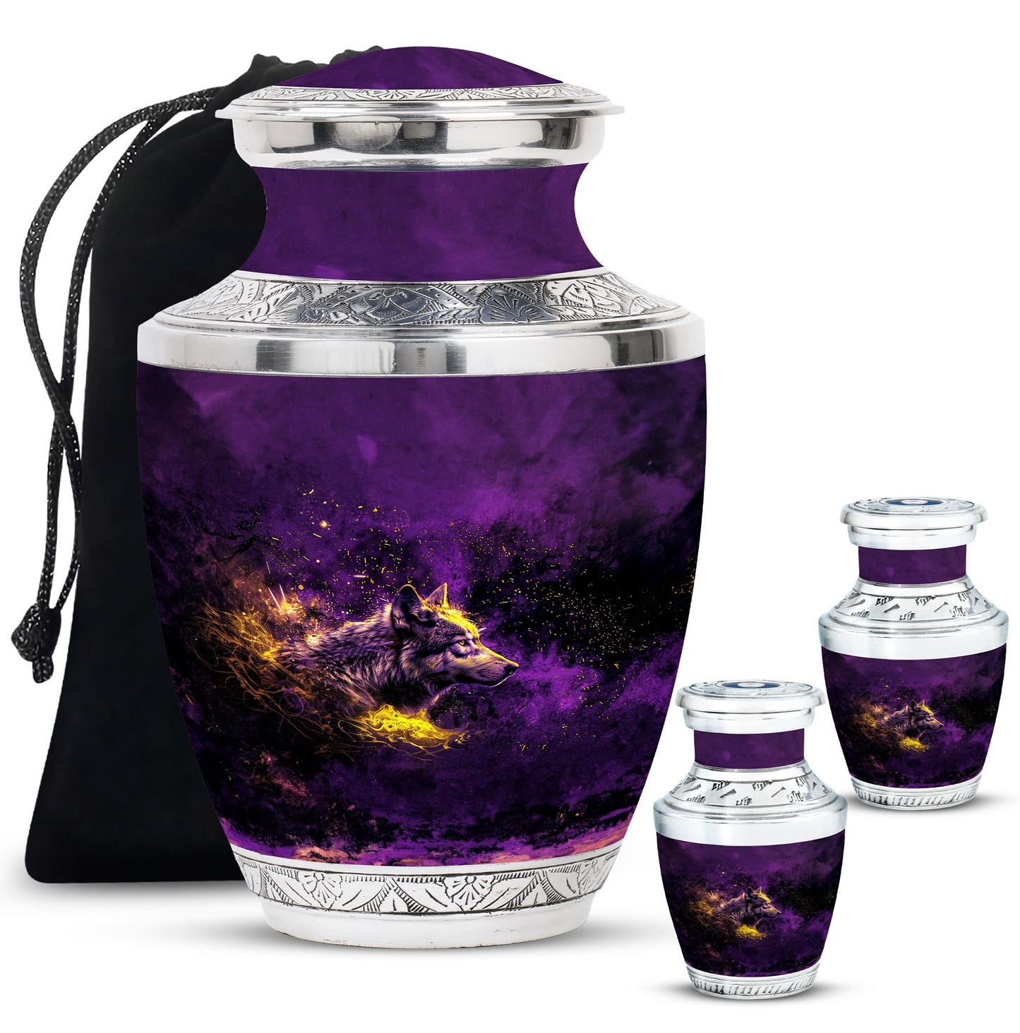 Personalized Wolf Cremation Urn for Mom - 10-inch, 200 cu in - Yatskia