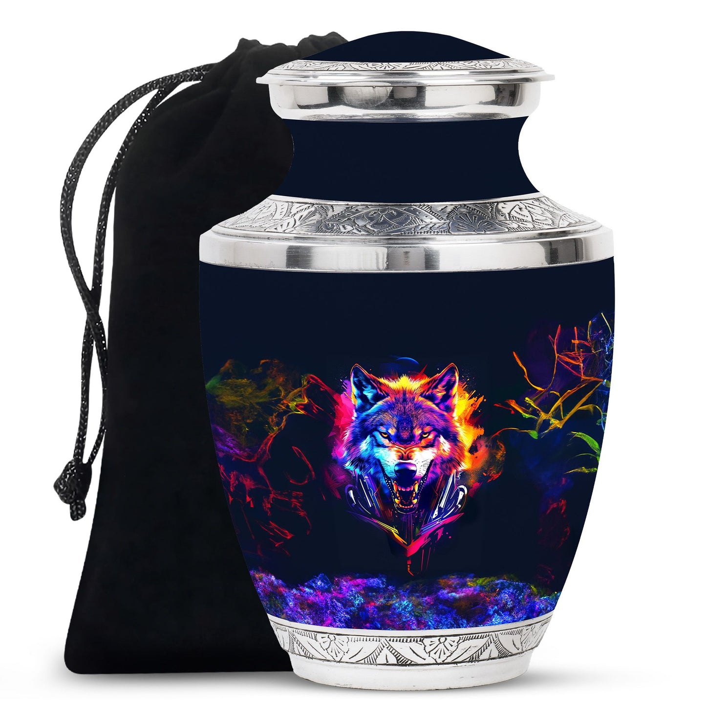 Personalized Wolf Keepsake Urn for Human Ashes - 10-inch, 200 cu in - Yatskia