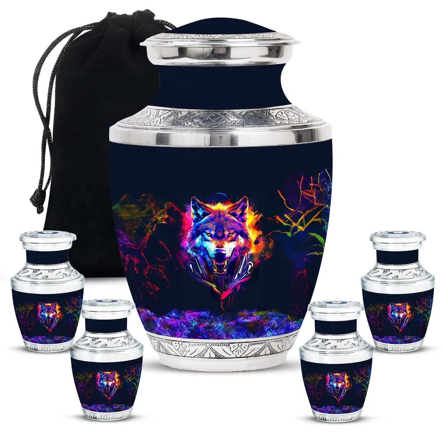 Personalized Wolf Keepsake Urn for Human Ashes - 10-inch, 200 cu in - Yatskia
