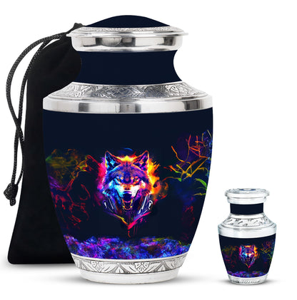 Personalized Wolf Keepsake Urn for Human Ashes - 10-inch, 200 cu in - Yatskia