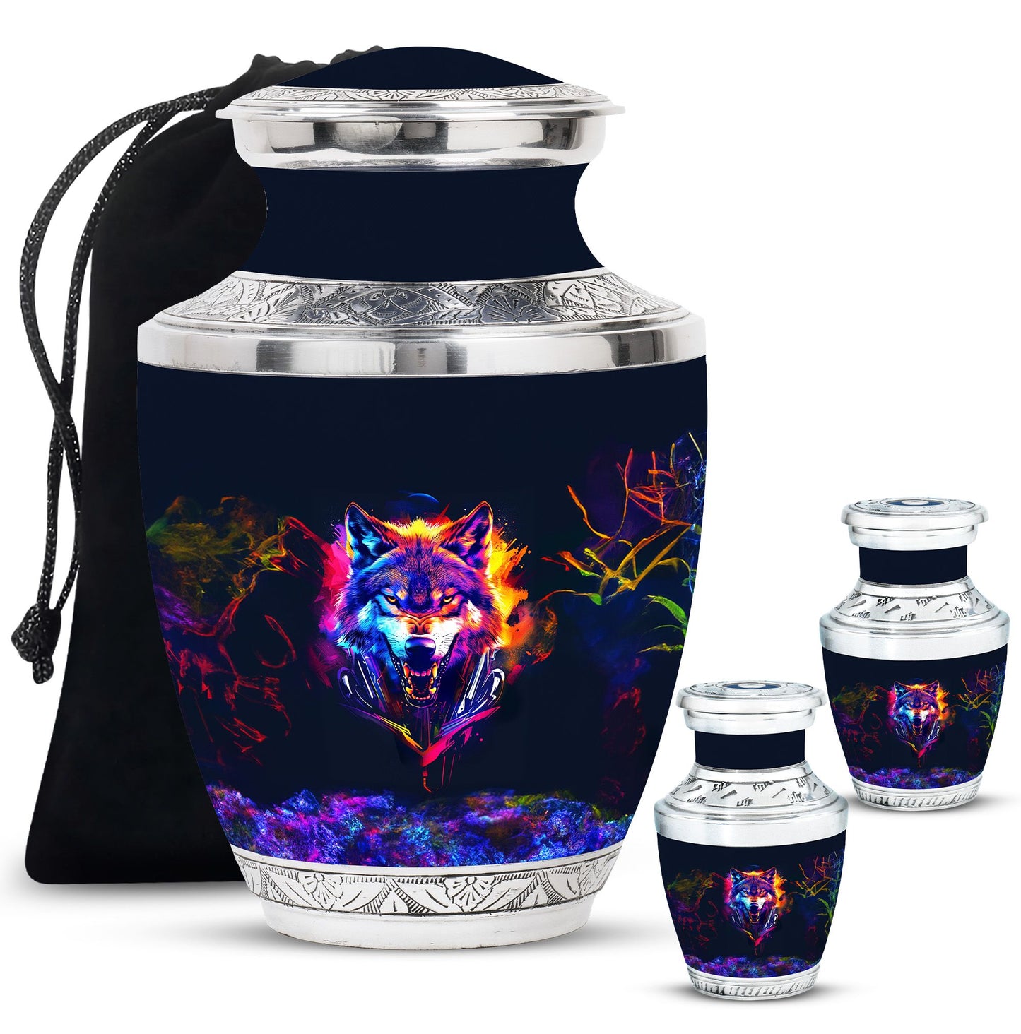 Personalized Wolf Keepsake Urn for Human Ashes - 10-inch, 200 cu in - Yatskia