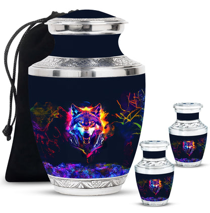 Personalized Wolf Keepsake Urn for Human Ashes - 10-inch, 200 cu in - Yatskia