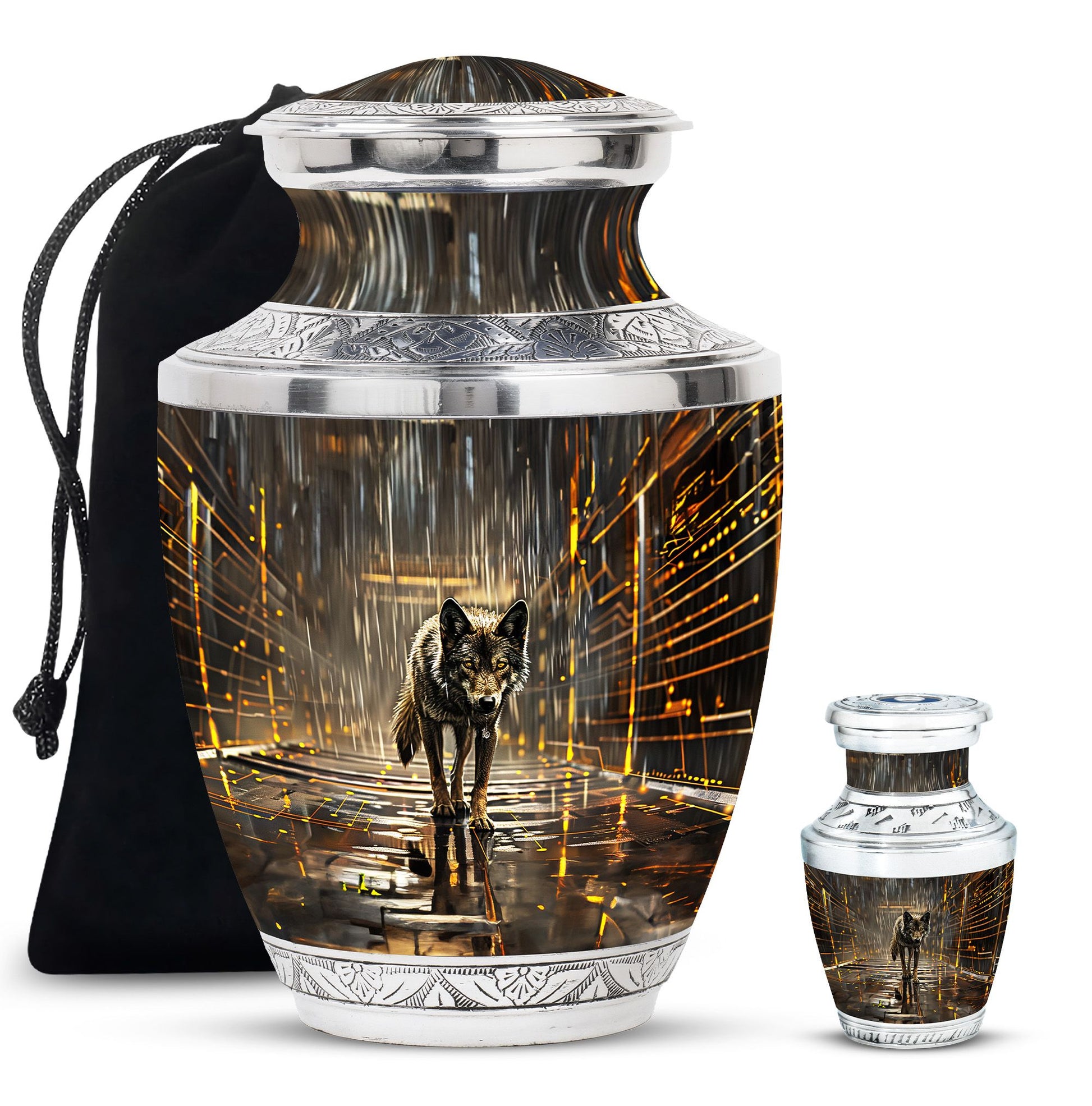 Wolf Urn For Ashes Adult Male Small Funeral, Ashes Memorial Urn
