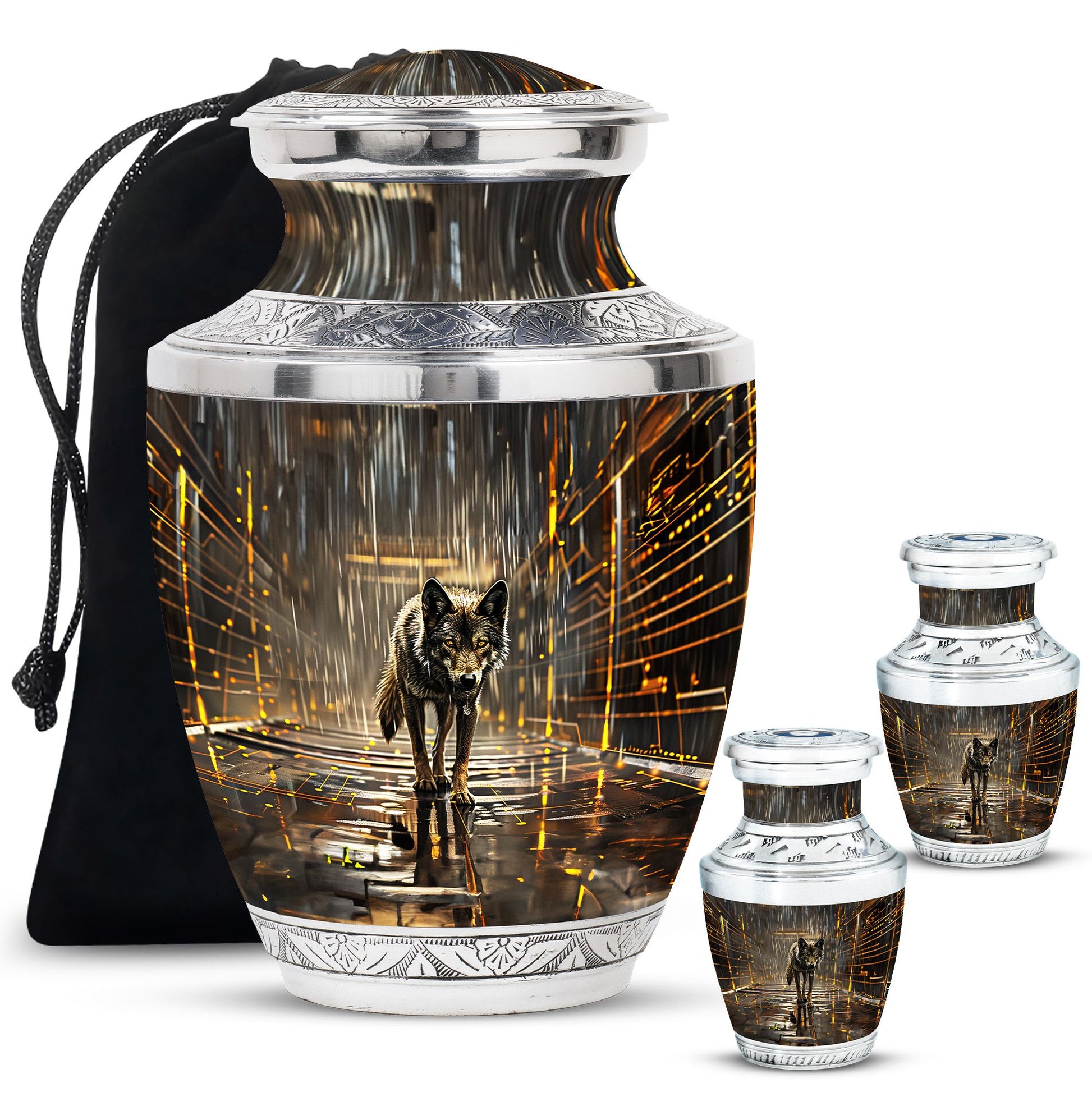 Wolf Urn For Ashes Adult Male Small Funeral, Ashes Memorial Urn