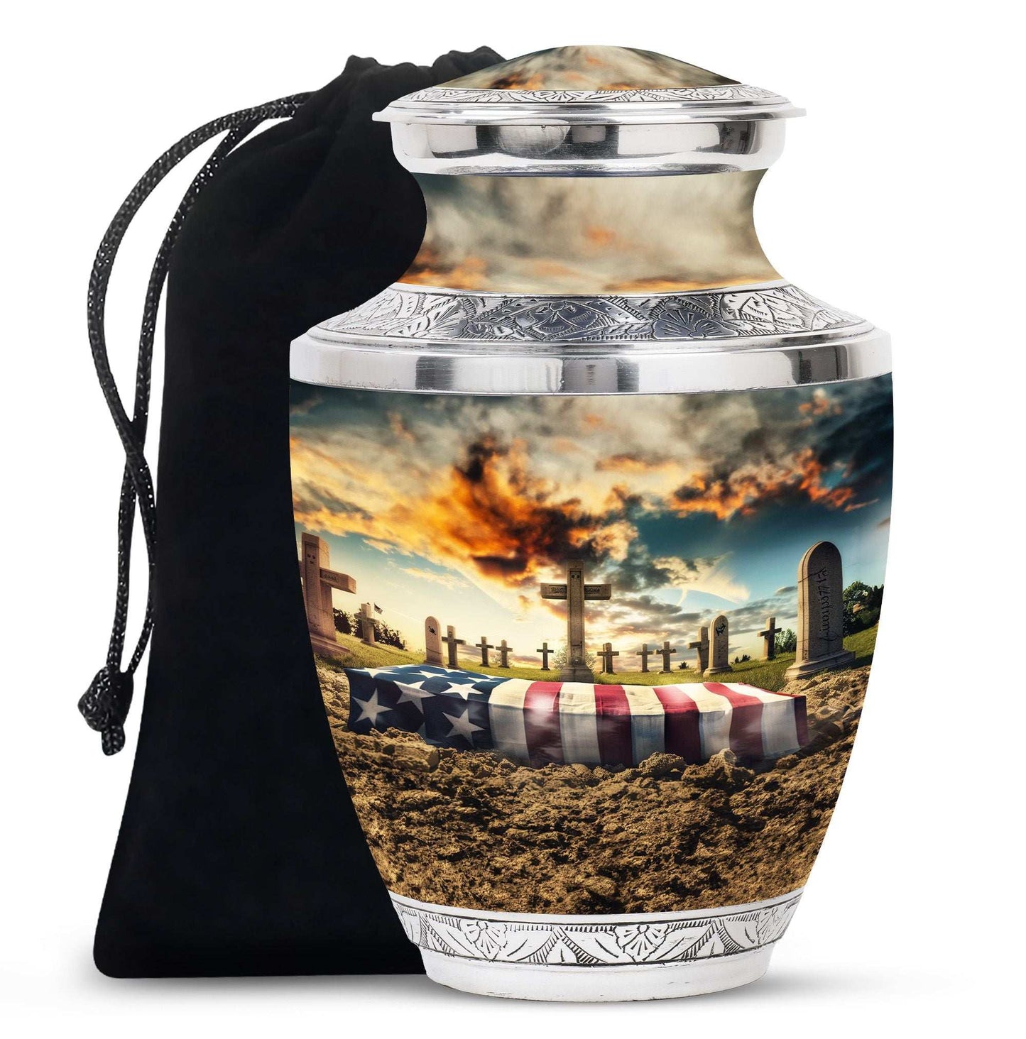 Personalized Military Cremation Urn for Human Ashes - 10-inch, 200 cu in - Yatskia