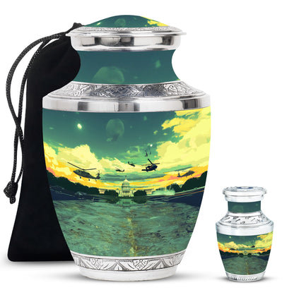 Personalized Military Cremation Urn for Human Ashes - 10-inch, 200 cu in - Yatskia