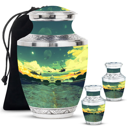 Personalized Military Cremation Urn for Human Ashes - 10-inch, 200 cu in - Yatskia