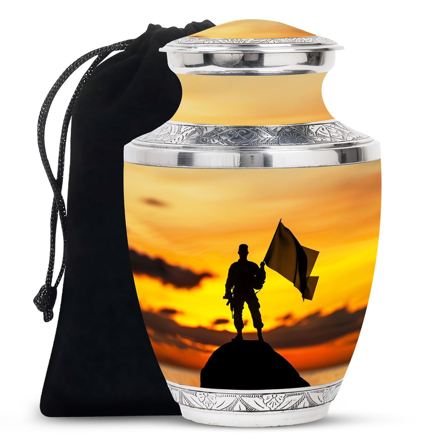 Personalized Military Cremation Urn for Human Ashes - 10-inch, 200 cu in - Yatskia