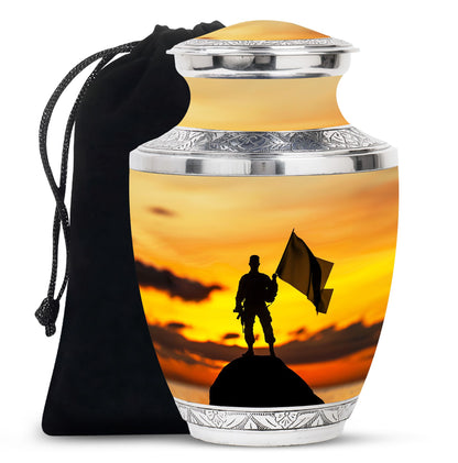 Personalized Military Cremation Urn for Human Ashes - 10-inch, 200 cu in - Yatskia