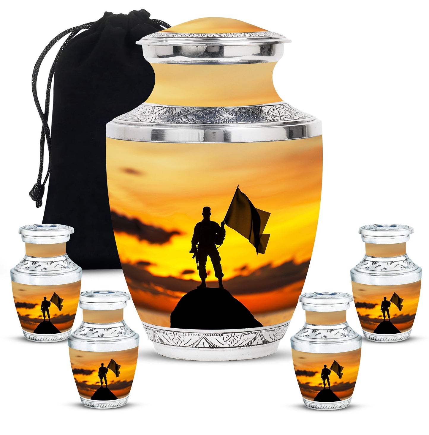 Personalized Military Cremation Urn for Human Ashes - 10-inch, 200 cu in - Yatskia