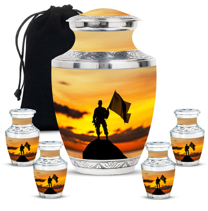 Personalized Military Cremation Urn for Human Ashes - 10-inch, 200 cu in - Yatskia