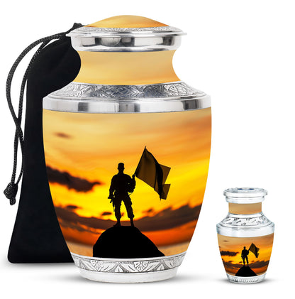 Personalized Military Cremation Urn for Human Ashes - 10-inch, 200 cu in - Yatskia