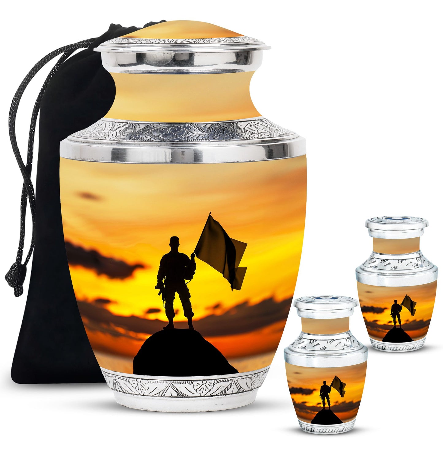 Personalized Military Cremation Urn for Human Ashes - 10-inch, 200 cu in - Yatskia