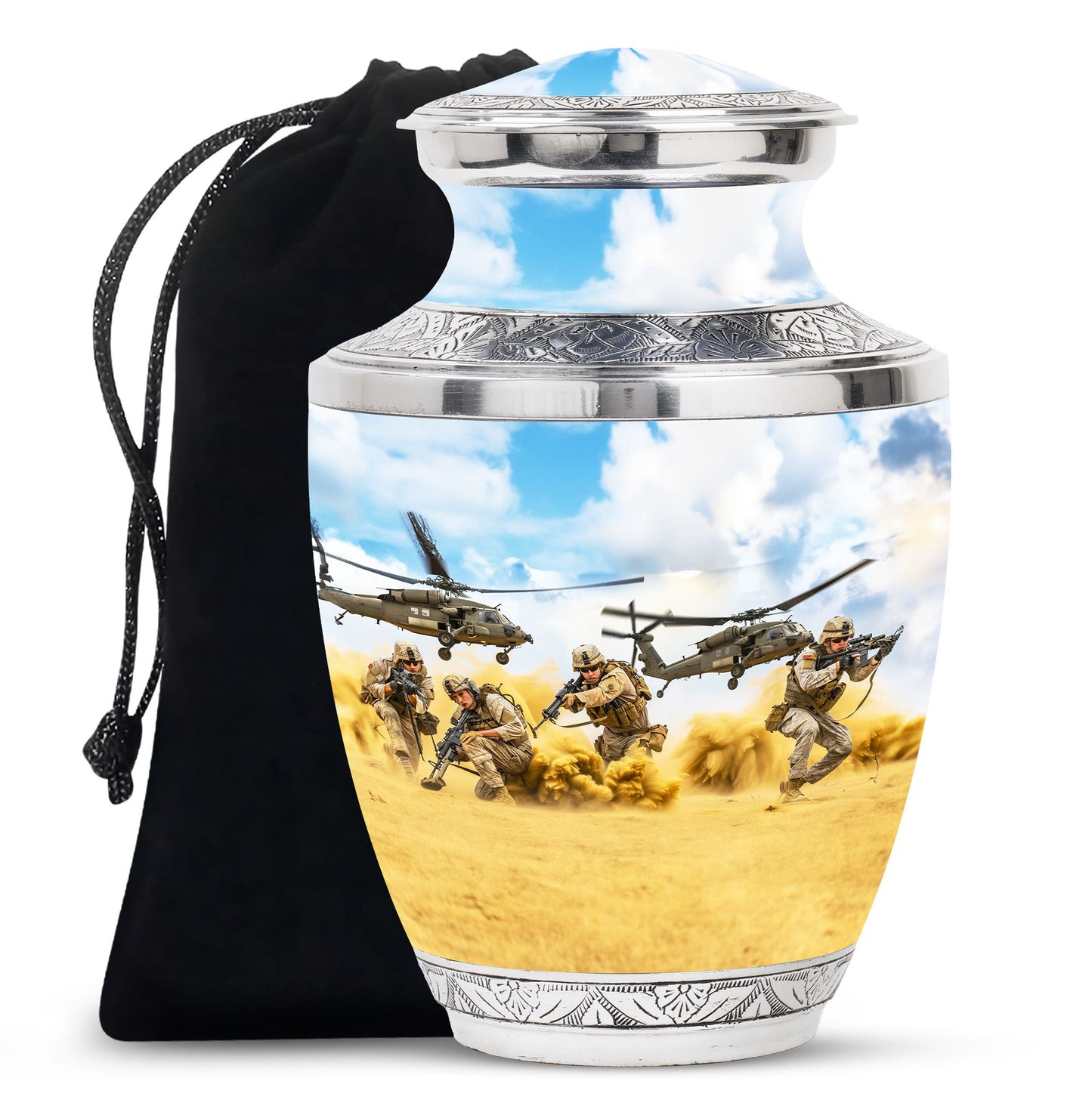 Personalized Military Keepsake Urn for Human Ashes - 10-inch, 200 cu in - Yatskia