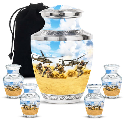 Personalized Military Keepsake Urn for Human Ashes - 10-inch, 200 cu in - Yatskia