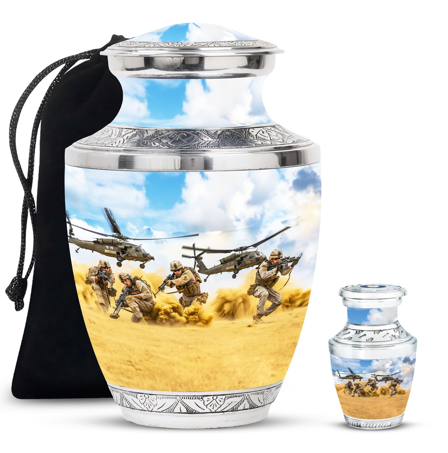 Personalized Military Keepsake Urn for Human Ashes - 10-inch, 200 cu in - Yatskia