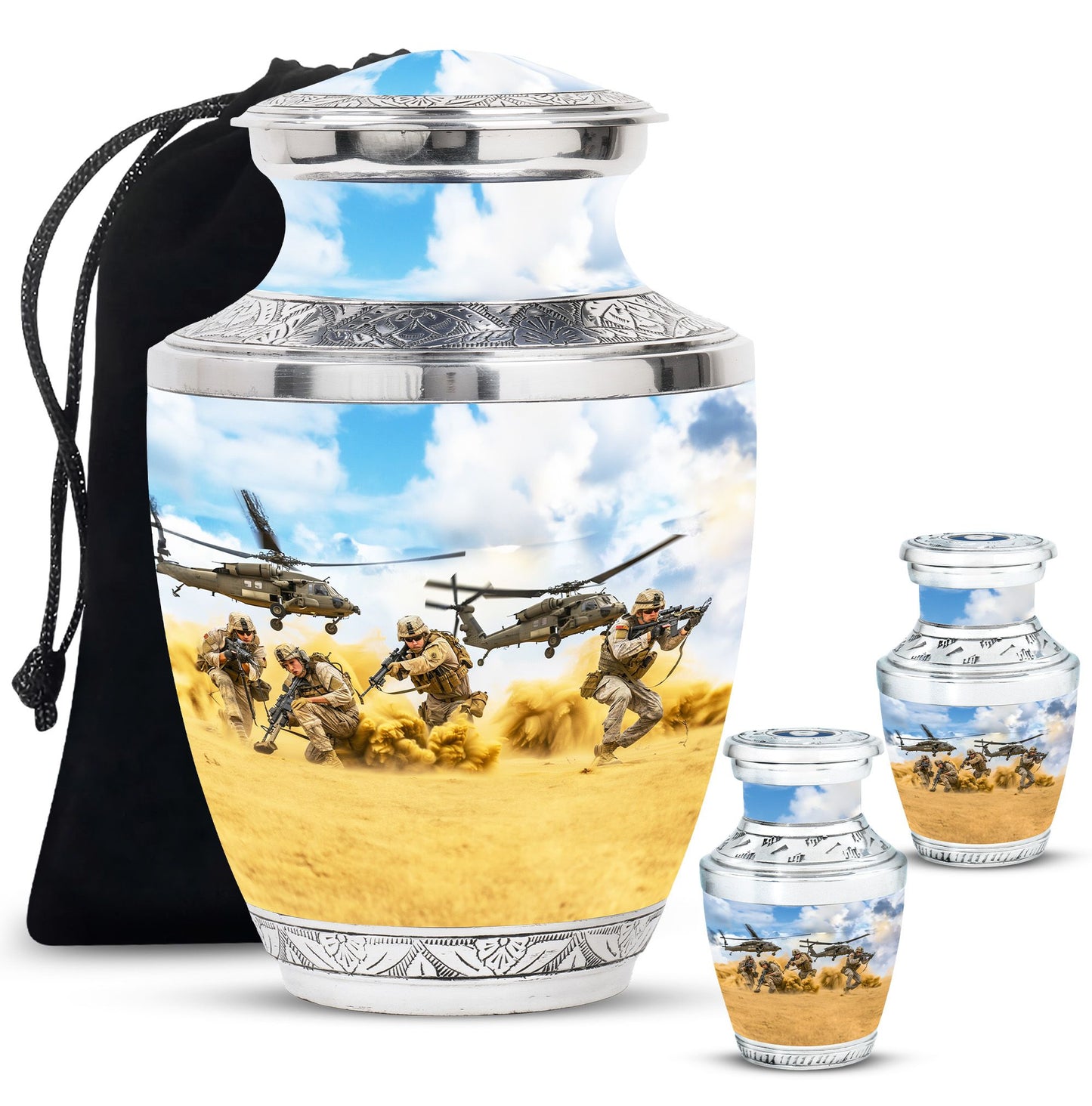 Personalized Military Keepsake Urn for Human Ashes - 10-inch, 200 cu in - Yatskia