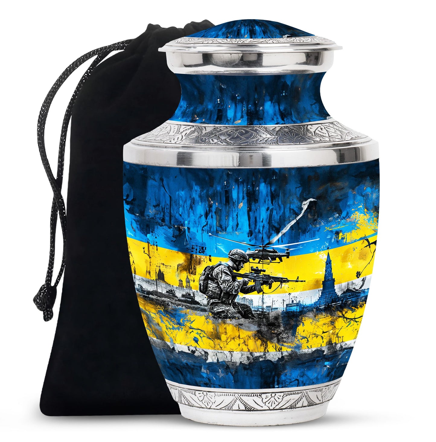 Personalized Military Cremation Urn for Human Ashes - 10-inch, 200 cu in - Yatskia