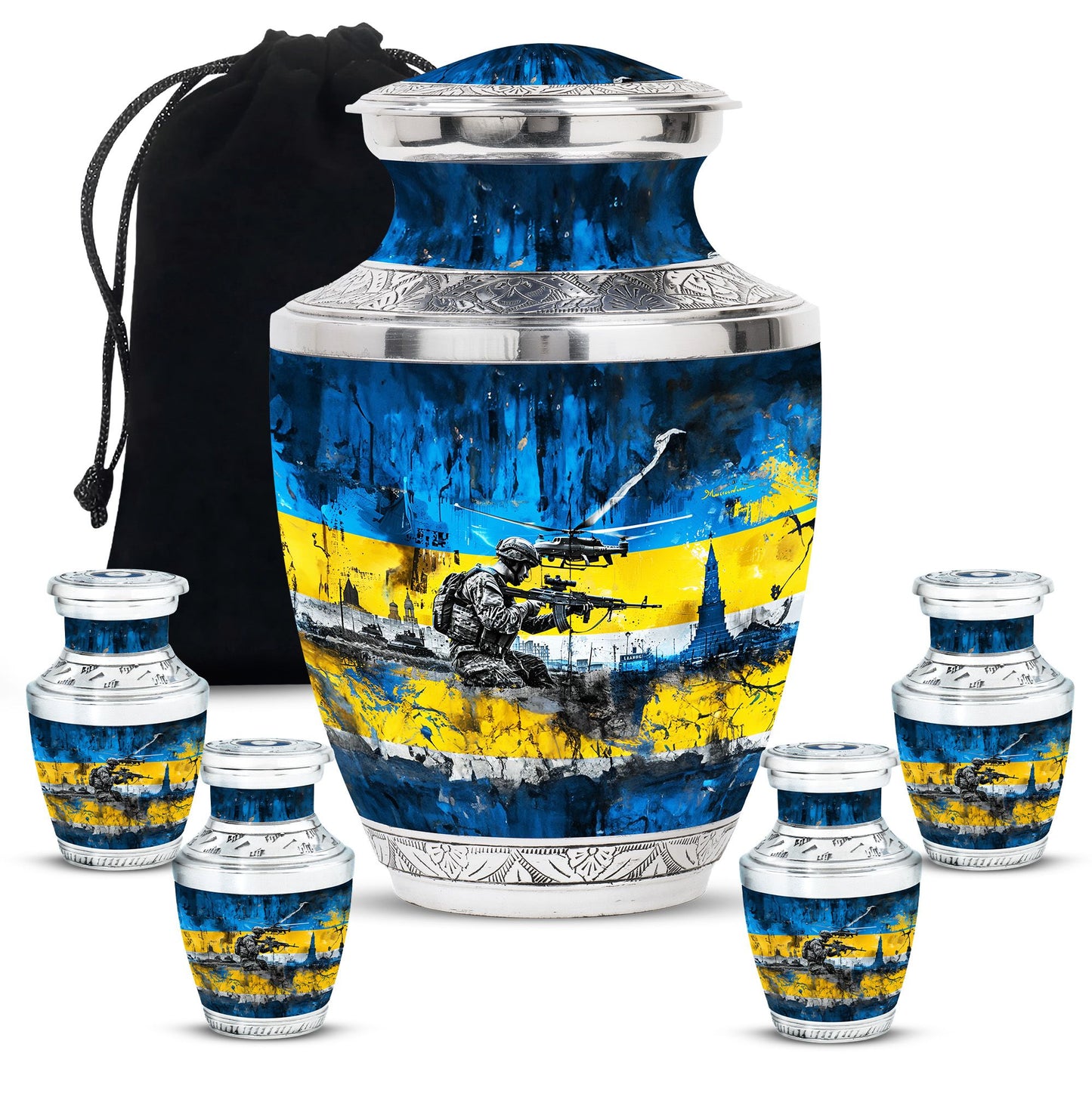 Personalized Military Cremation Urn for Human Ashes - 10-inch, 200 cu in - Yatskia