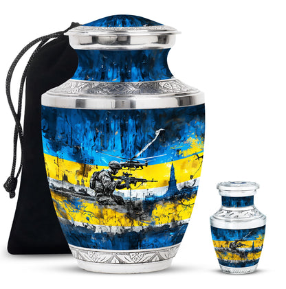 Personalized Military Cremation Urn for Human Ashes - 10-inch, 200 cu in - Yatskia