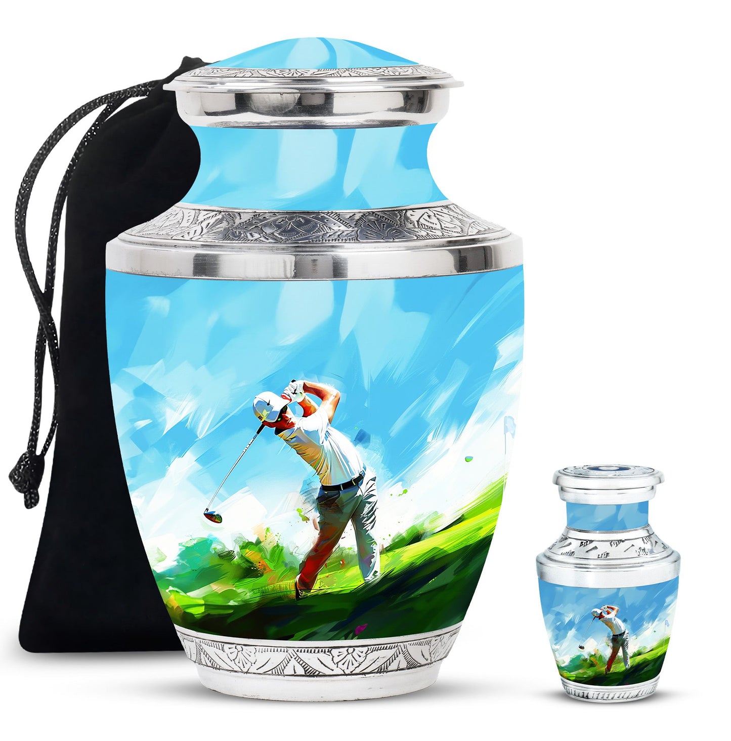 Personalized Golf Keepsake Urn for Human Ashes - 10-inch, 200 cu in - Yatskia