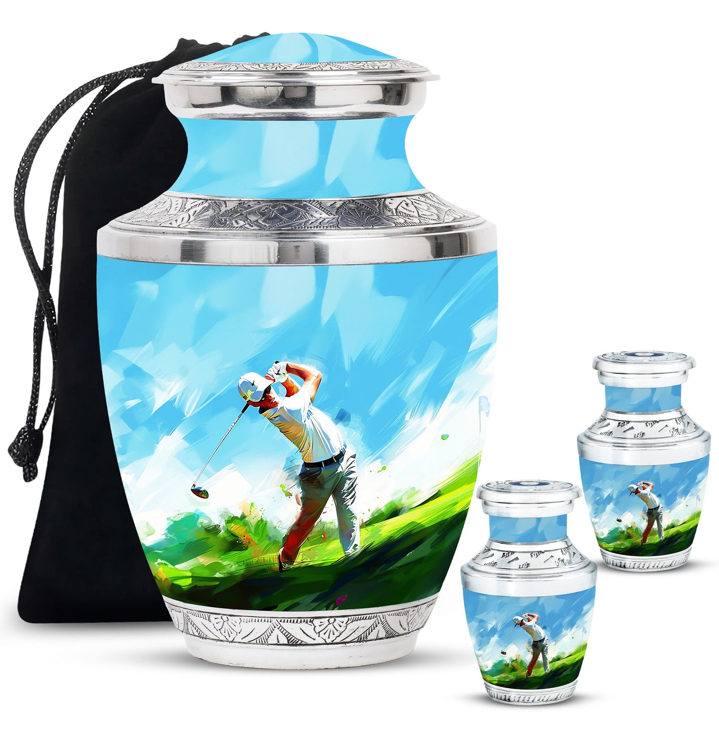 Personalized Golf Keepsake Urn for Human Ashes - 10-inch, 200 cu in - Yatskia