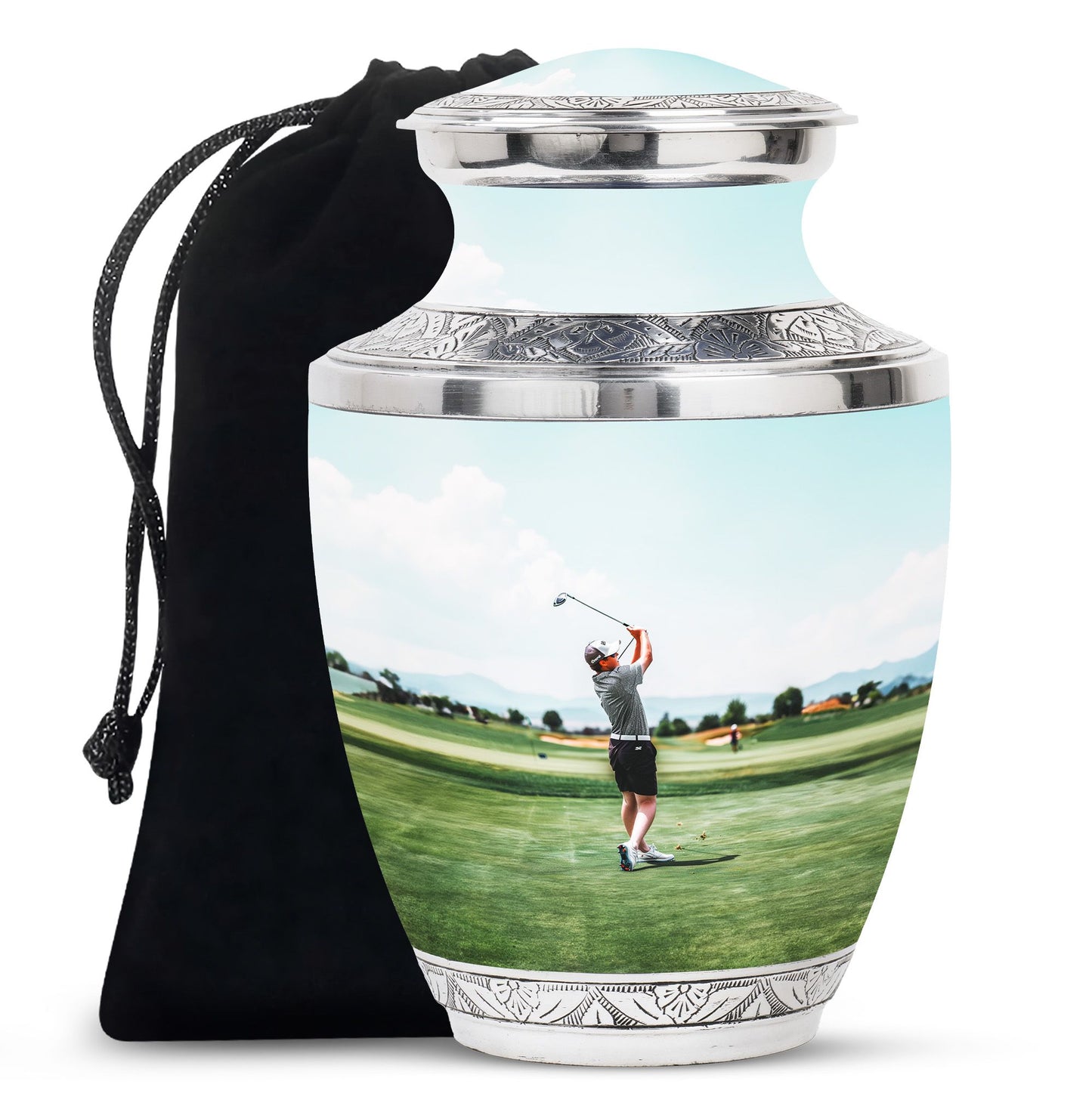 Personalized Golf Memorial Urn for Human Ashes - 10-inch, 200 cu in - Yatskia