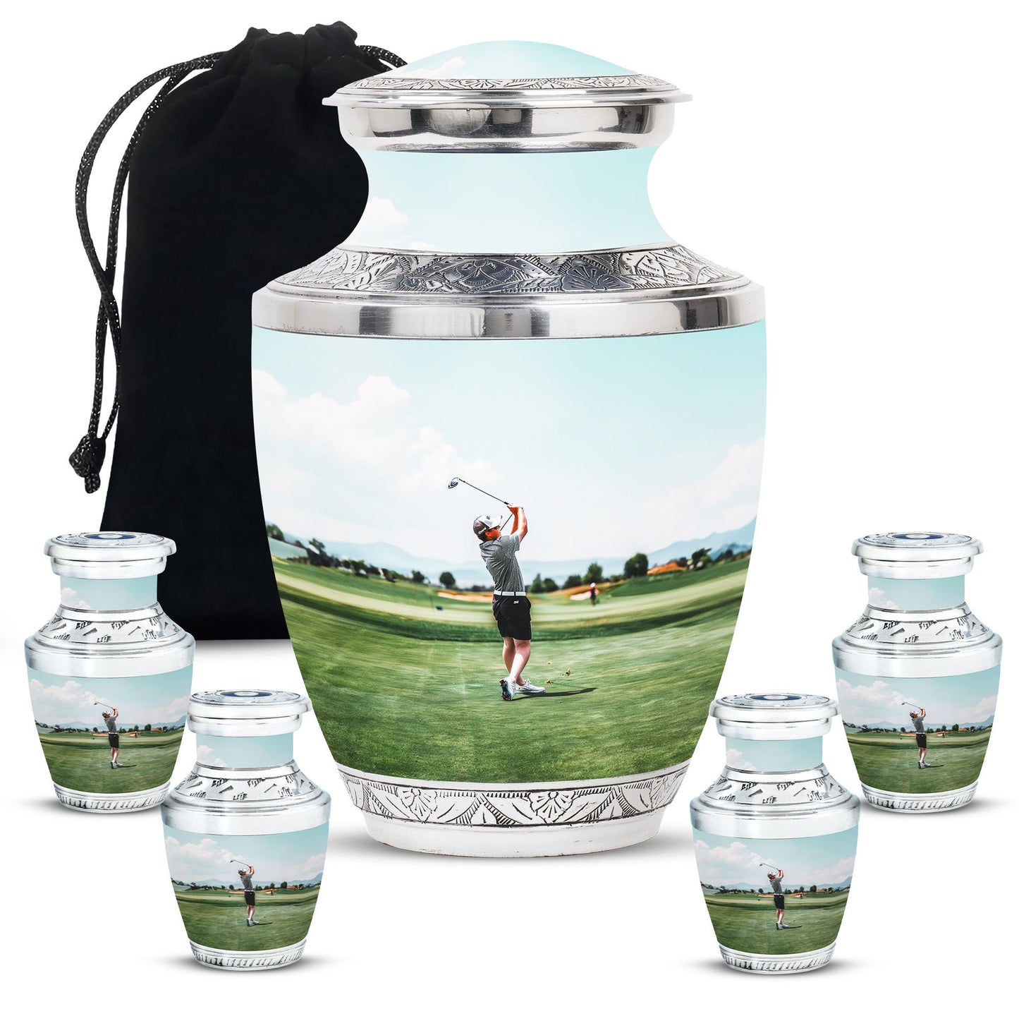 Personalized Golf Memorial Urn for Human Ashes - 10-inch, 200 cu in - Yatskia