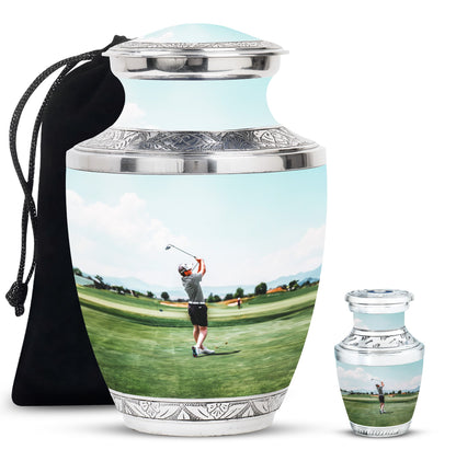 Personalized Golf Memorial Urn for Human Ashes - 10-inch, 200 cu in - Yatskia
