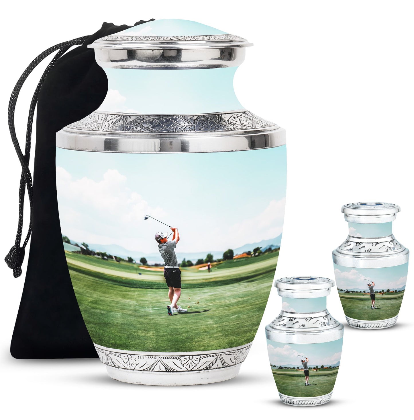 Personalized Golf Memorial Urn for Human Ashes - 10-inch, 200 cu in - Yatskia