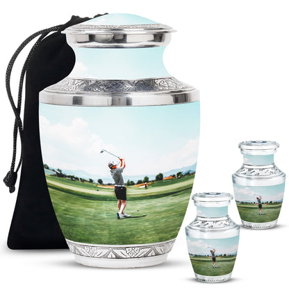 Personalized Golf Memorial Urn for Human Ashes - 10-inch, 200 cu in - Yatskia