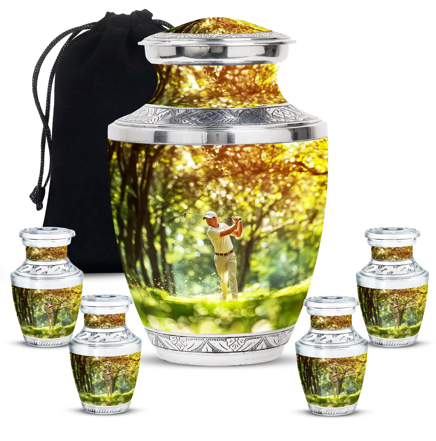 Personalized Golf Cremation Urn for Adult - 10-inch, 200 cu in - Yatskia