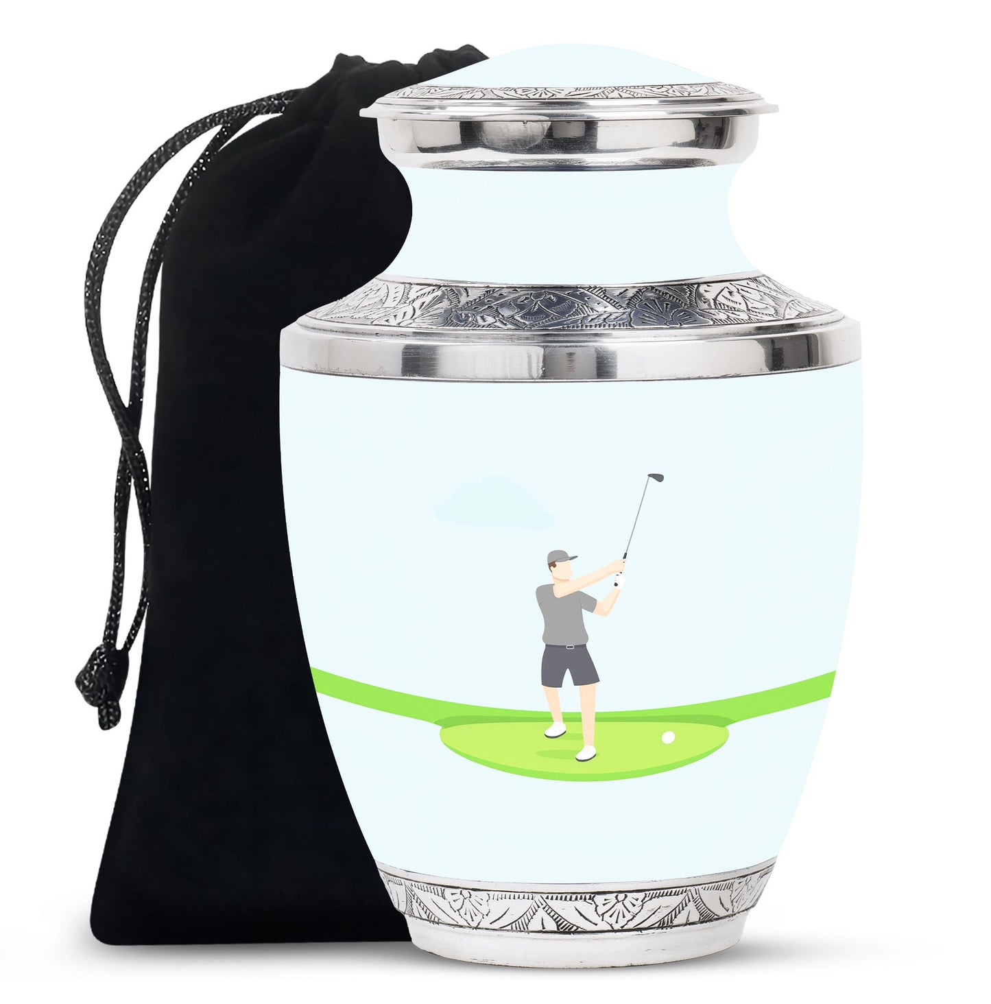 Personalized Golf Cremation Urn for Human Ashes - 10-inch, 200 cu in - Yatskia
