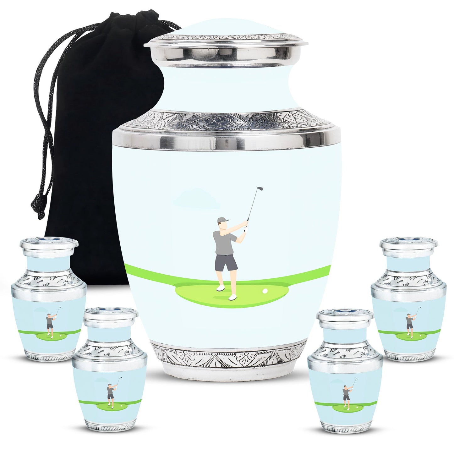 Personalized Golf Cremation Urn for Human Ashes - 10-inch, 200 cu in - Yatskia