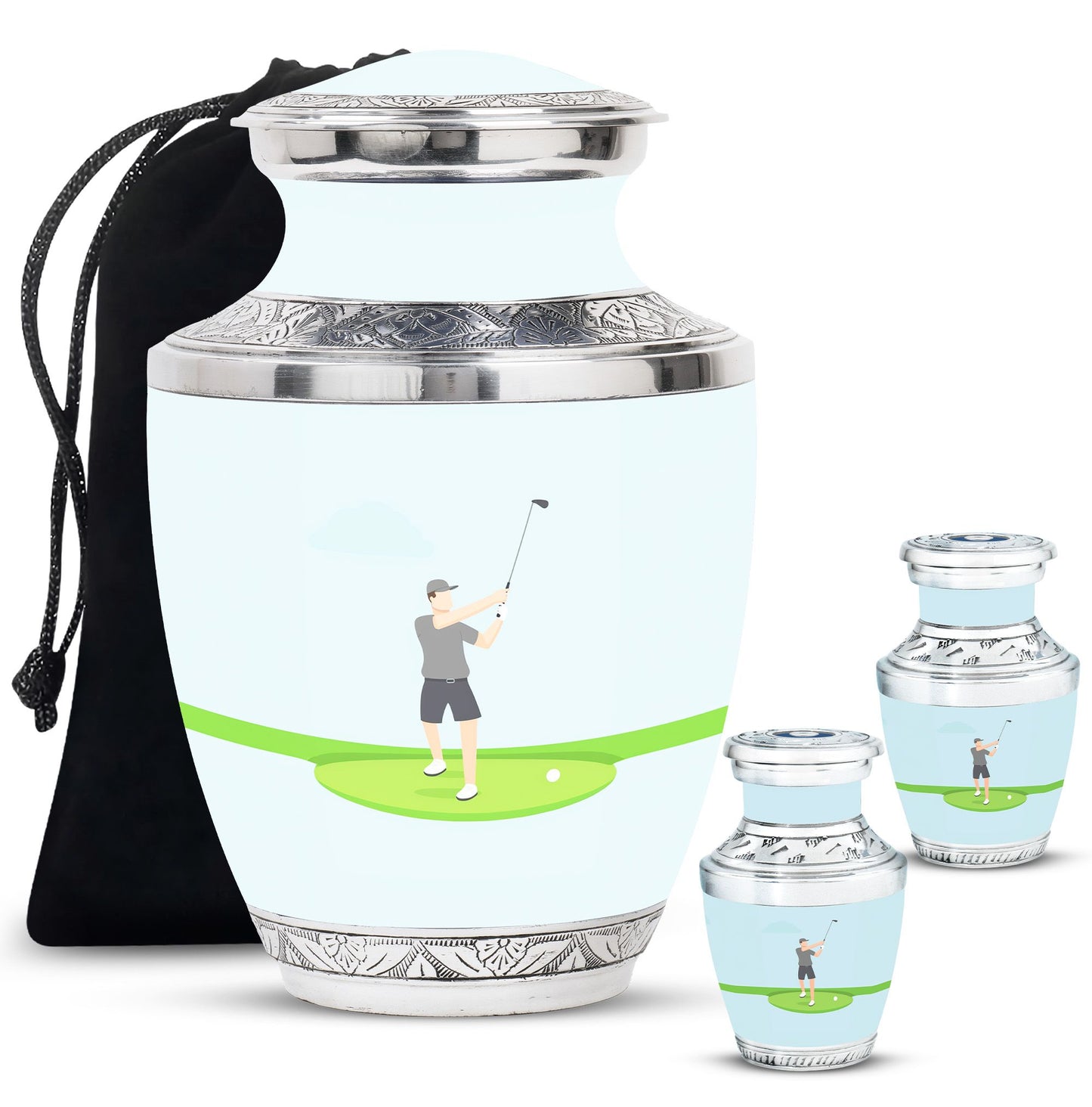 Personalized Golf Cremation Urn for Human Ashes - 10-inch, 200 cu in - Yatskia