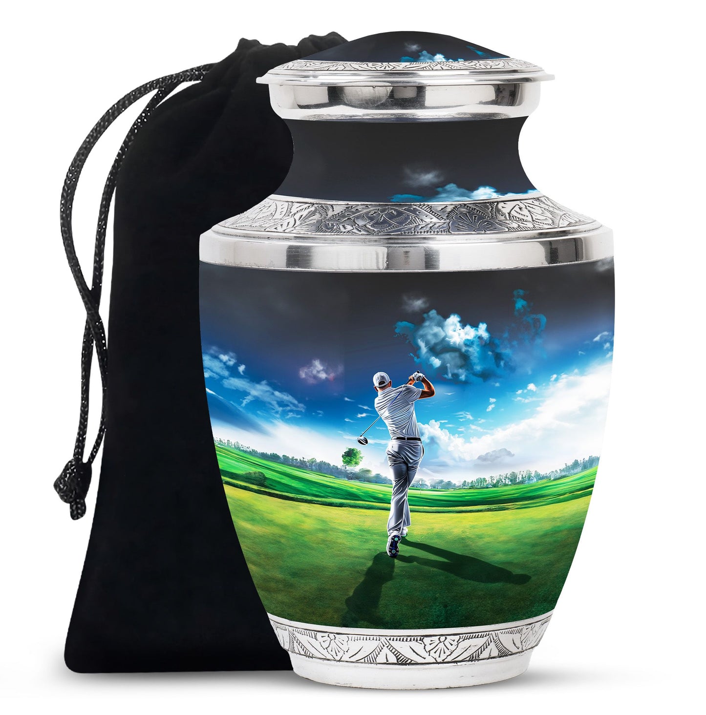 Personalized Golf Keepsake Urn for Women - 10-inch, 200 cu in - Yatskia