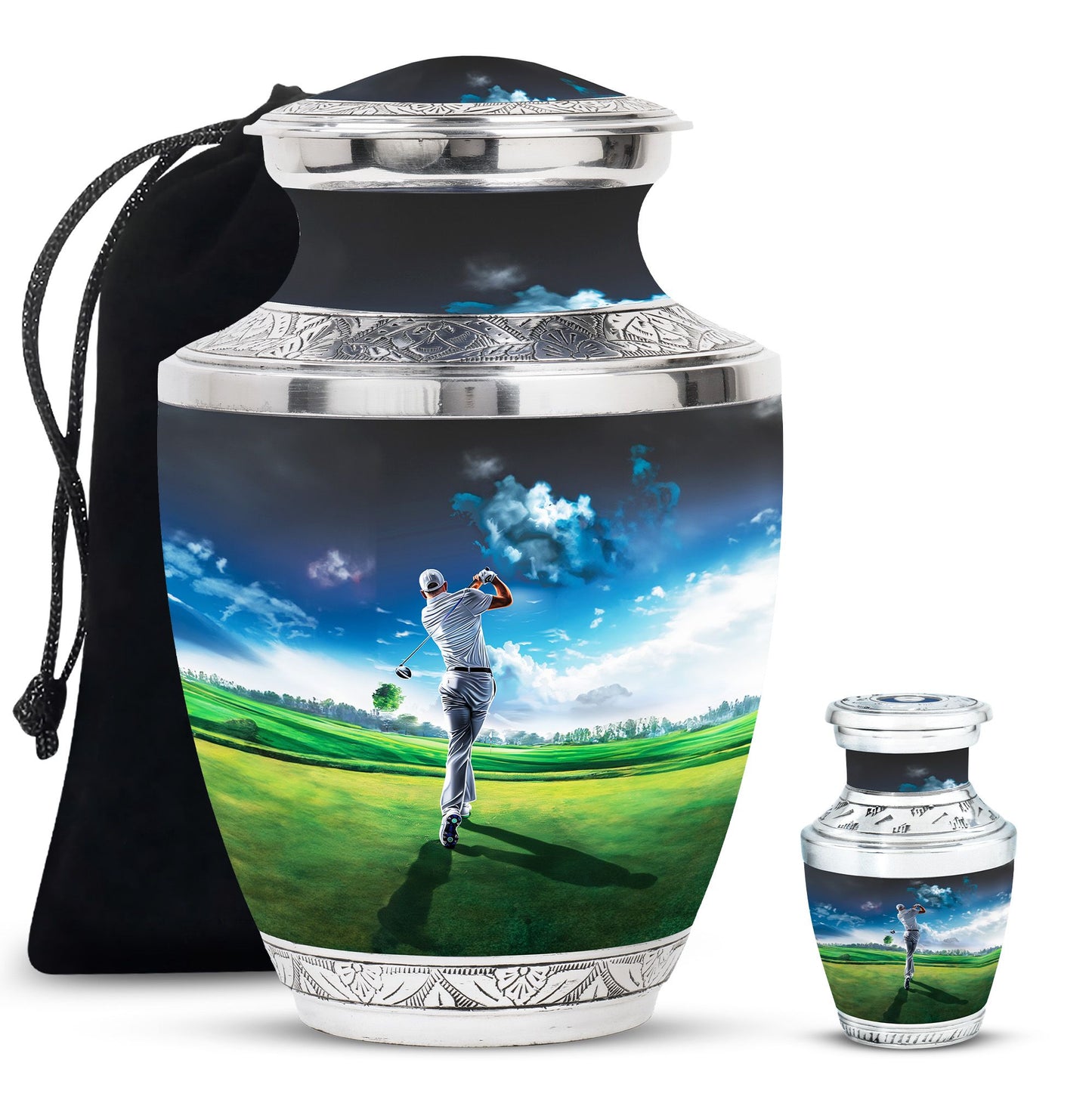 Personalized Golf Keepsake Urn for Women - 10-inch, 200 cu in - Yatskia