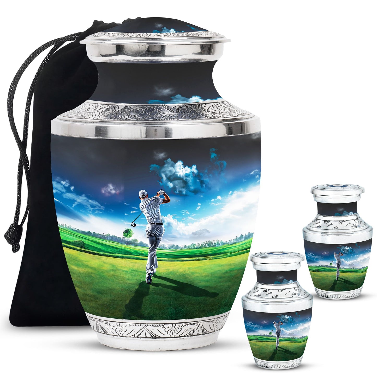 Personalized Golf Keepsake Urn for Women - 10-inch, 200 cu in - Yatskia