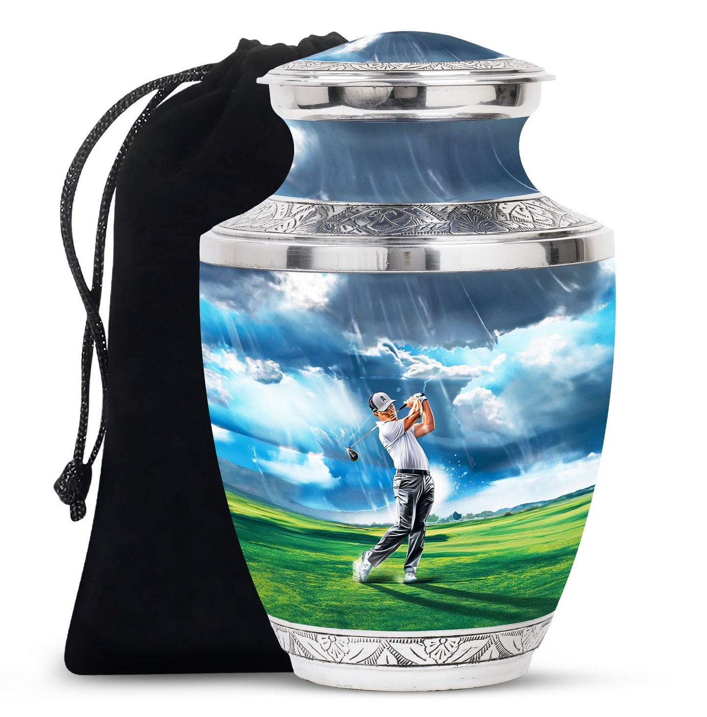 Personalized Golf Cremation Urn for Adult Male - 10-inch, 200 cu in - Yatskia