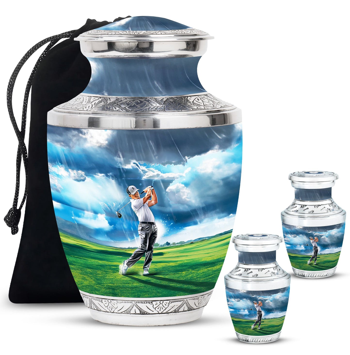 Personalized Golf Cremation Urn for Adult Male - 10-inch, 200 cu in - Yatskia