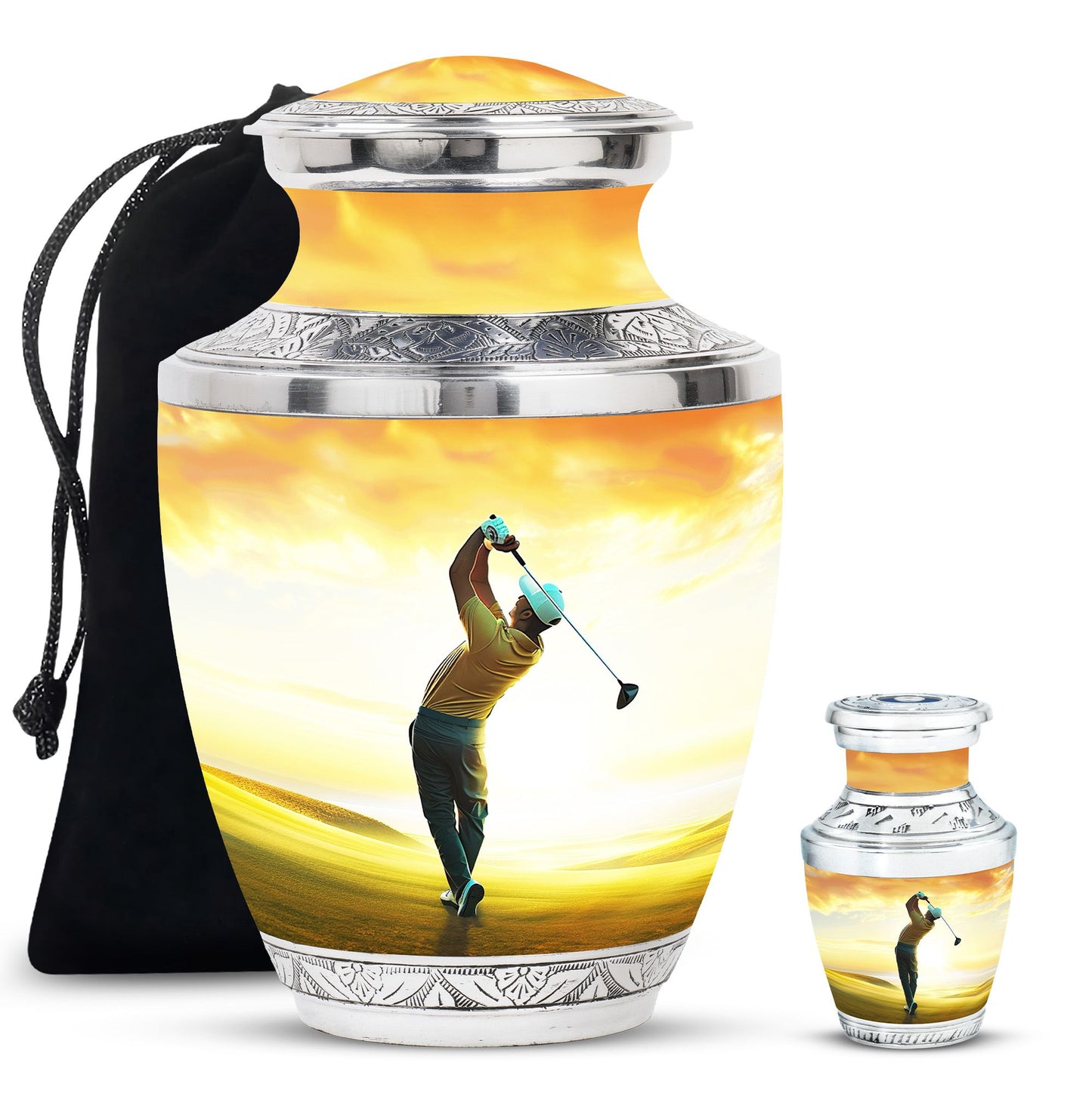 Personalized Golf Memorial Urn for Human Ashes - 10-inch, 200 cu in - Yatskia