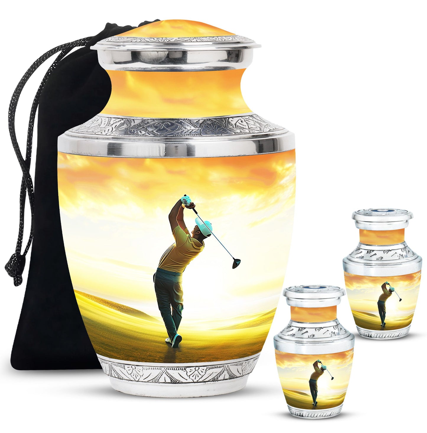 Personalized Golf Memorial Urn for Human Ashes - 10-inch, 200 cu in - Yatskia