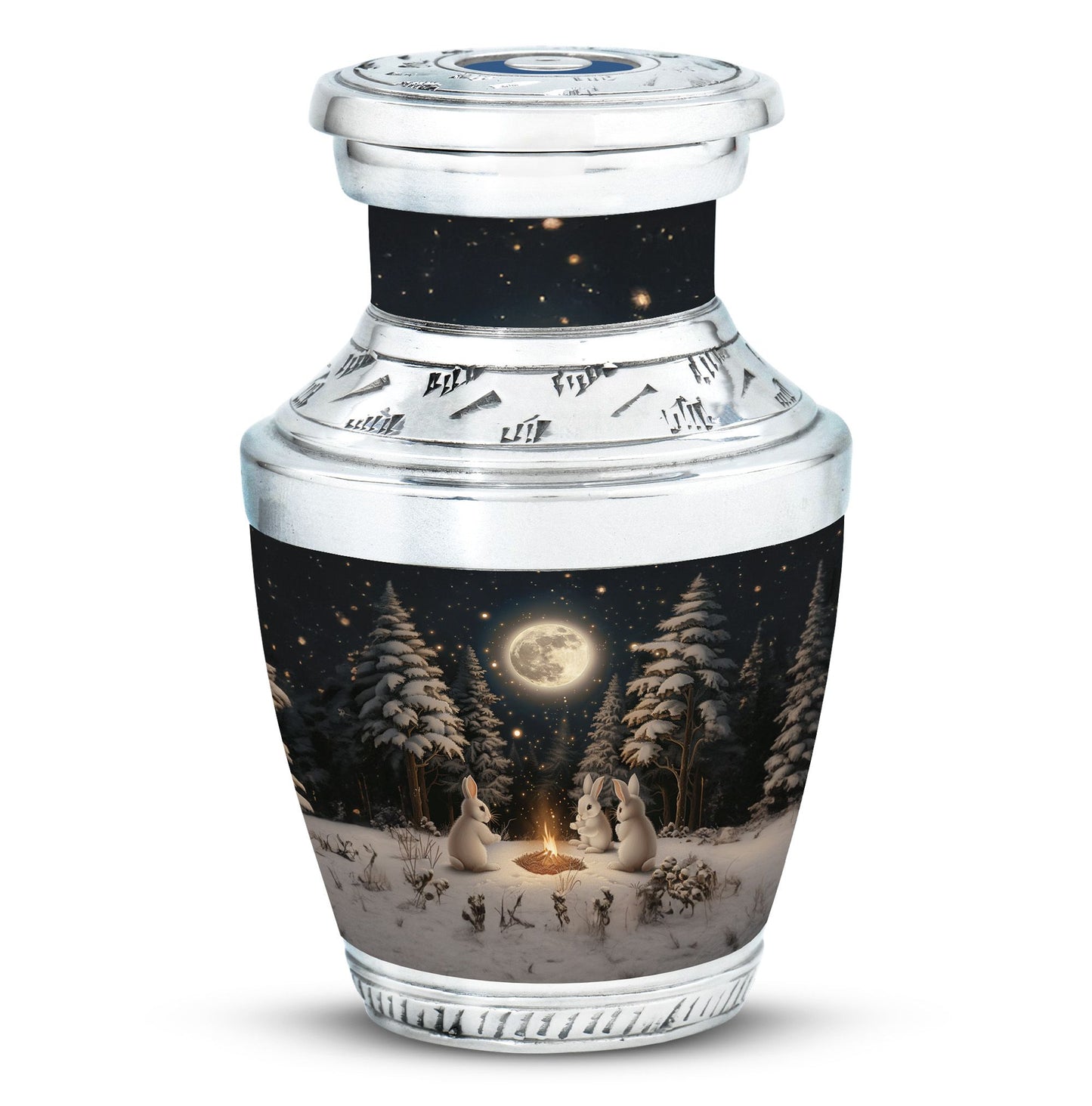 White Personalized Galaxy Cremation Urn for Human Ashes - 10-inch, 200 cu in - Yatskia