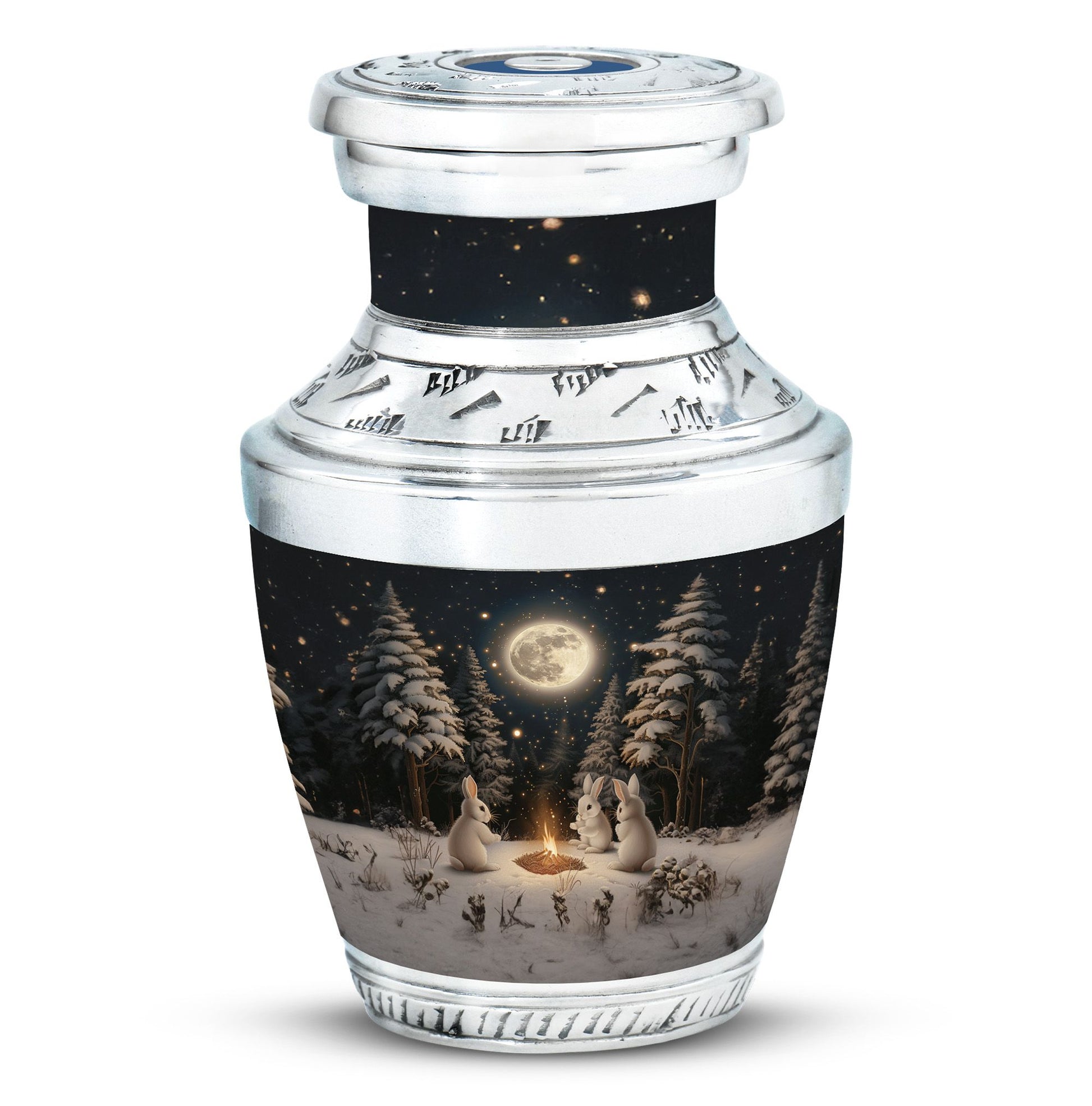 White Bunny Moon Urn For Ashes Adult Female Funeral, Ashes Urn