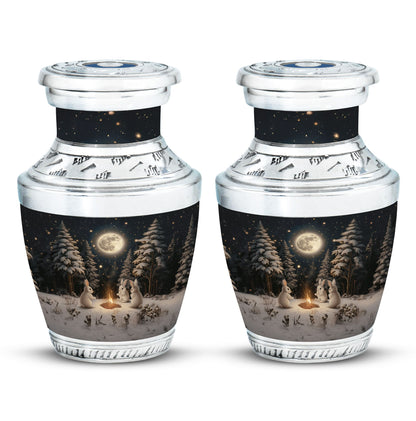 White Personalized Galaxy Cremation Urn for Human Ashes - 10-inch, 200 cu in - Yatskia